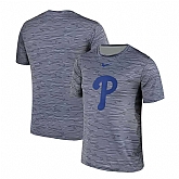 Philadelphia Phillies Gray Black Striped Logo Performance T-Shirt,baseball caps,new era cap wholesale,wholesale hats